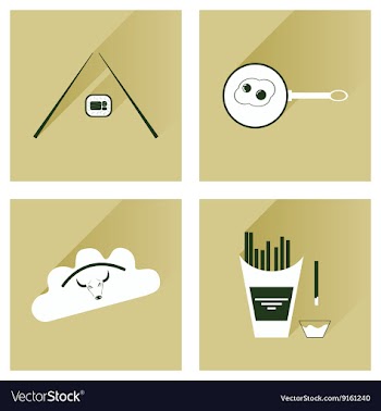Modern flat icons collection with shadow vector image