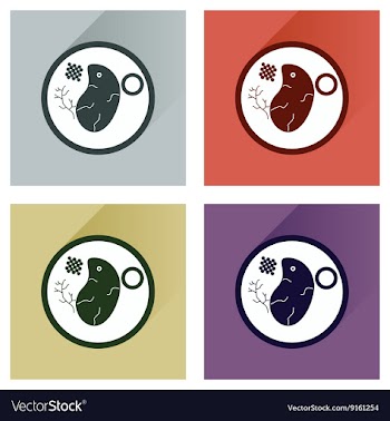 Modern flat icons collection with shadow vector image
