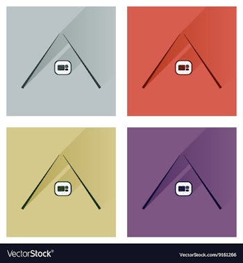Modern flat icons collection with shadow vector image