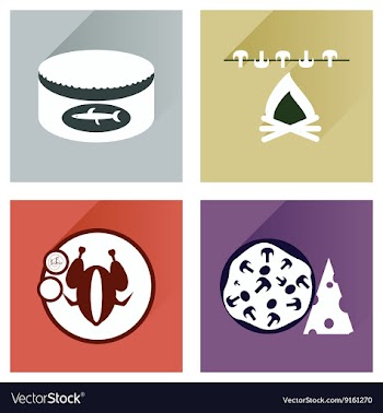 Modern flat icons collection with shadow vector image