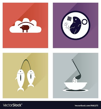 Modern flat icons collection with shadow vector image