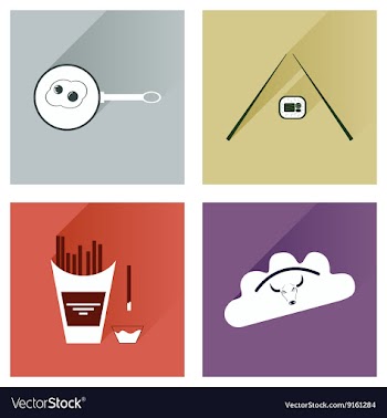 Modern flat icons collection with shadow vector image