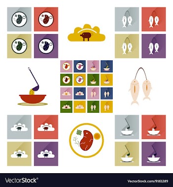 Modern flat icons collection with shadow vector image