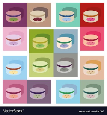 Modern flat icons collection with shadow vector image