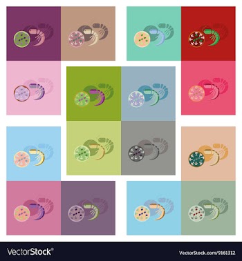 Modern flat icons collection with shadow vector image