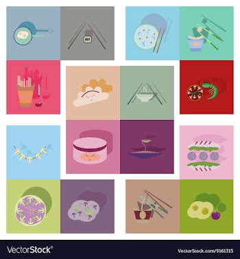 Modern flat icons collection with shadow vector image
