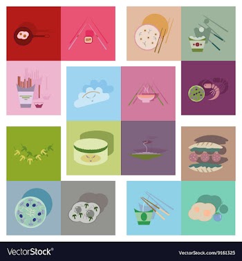 Modern flat icons collection with shadow vector image