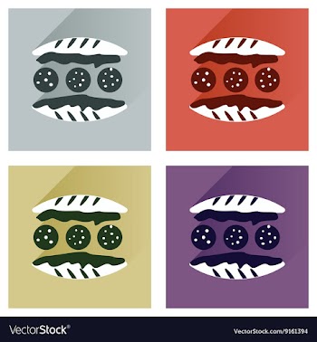 Modern flat icons collection with shadow vector image