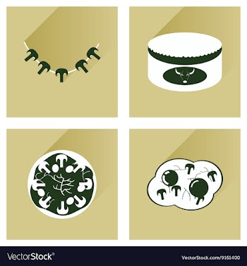 Modern flat icons collection with shadow vector image