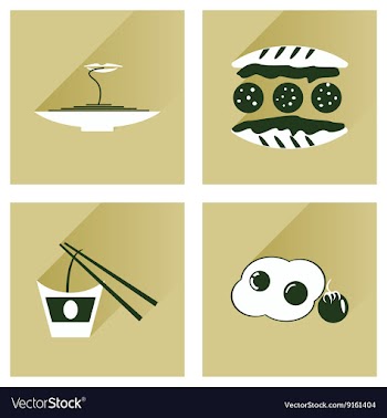 Modern flat icons collection with shadow vector image