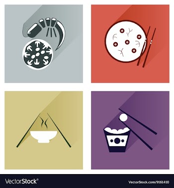 Modern flat icons collection with shadow vector image