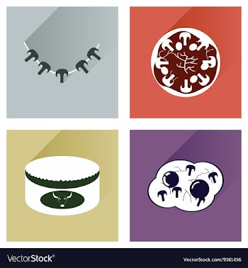 Modern flat icons collection with shadow vector image