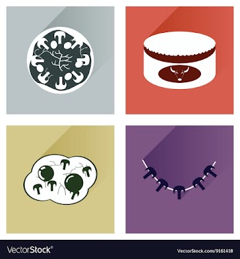 Modern flat icons collection with shadow vector image