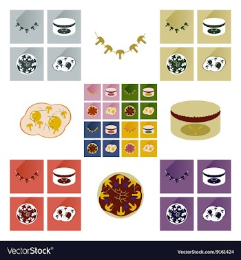 Modern flat icons collection with shadow vector image