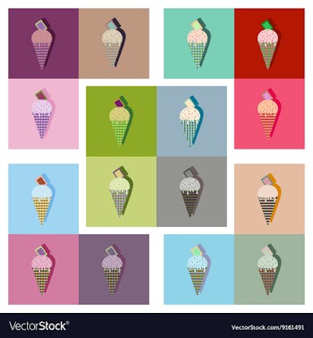 Modern flat icons collection with shadow vector image