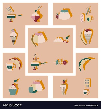Modern flat icons collection with shadow vector image