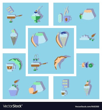 Modern flat icons collection with shadow vector image
