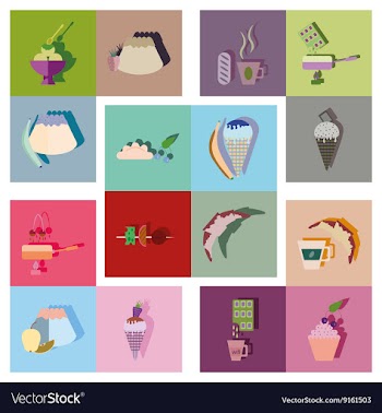 Modern flat icons collection with shadow vector image