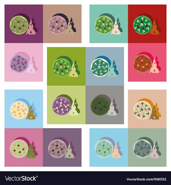Modern flat icons collection with shadow vector image