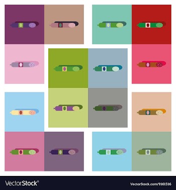 Modern flat icons collection with shadow vector image