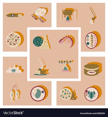 Modern flat icons collection with shadow vector image