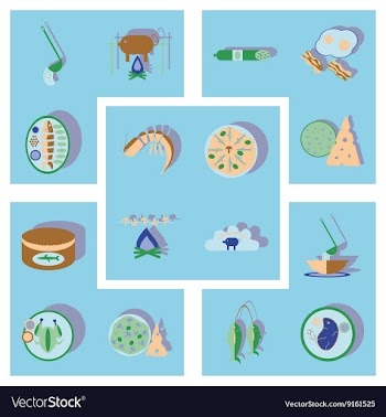 Modern flat icons collection with shadow vector image