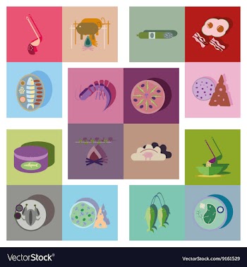 Modern flat icons collection with shadow vector image