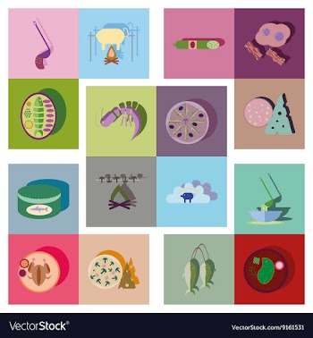 Modern flat icons collection with shadow vector image