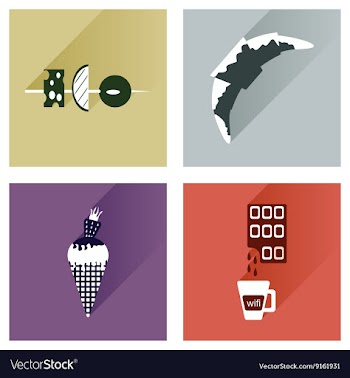 Modern flat icons collection with shadow vector image