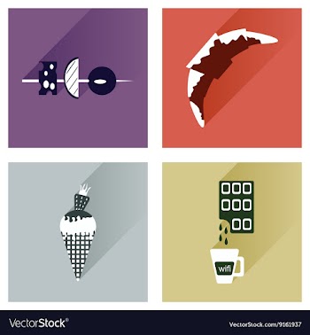 Modern flat icons collection with shadow vector image