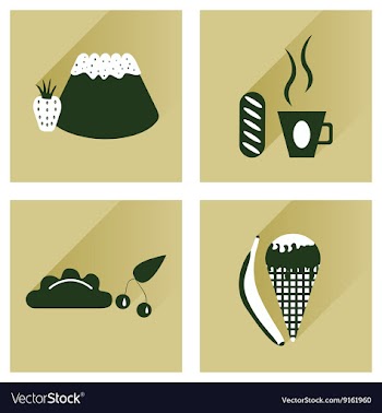 Modern flat icons collection with shadow vector image