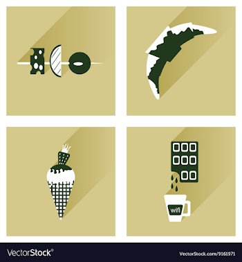 Modern flat icons collection with shadow vector image