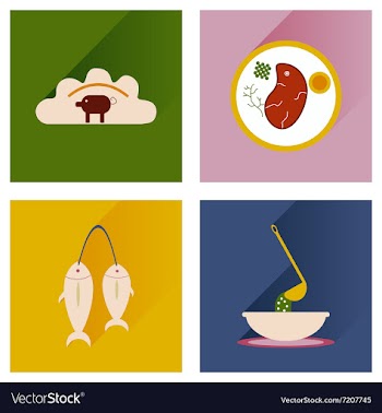 Modern flat icons shadow Ukrainian cuisine vector image