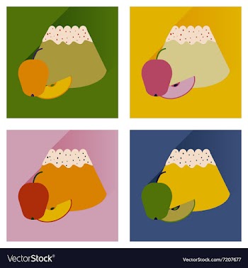 Modern flat icons with shadow bun with apple vector image