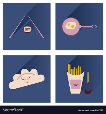 Modern flat icons with shadow fast food vector image