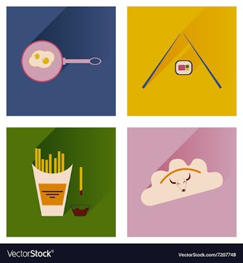Modern flat icons with shadow fast food vector image
