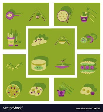 Modern flat icons with shadow fast food vector image