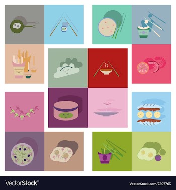 Modern flat icons with shadow fast food vector image