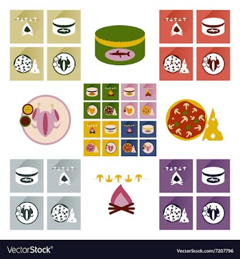 Modern flat icons with shadow fast food vector image