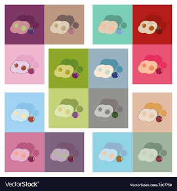 Modern flat icons with shadow fried eggs tomato vector image