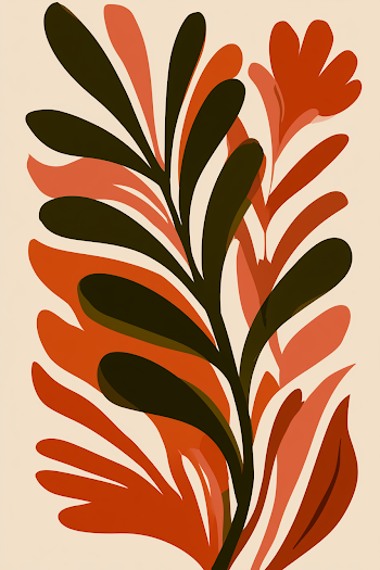 Modern Floral Abstract Art with Cut-Paper Leaves