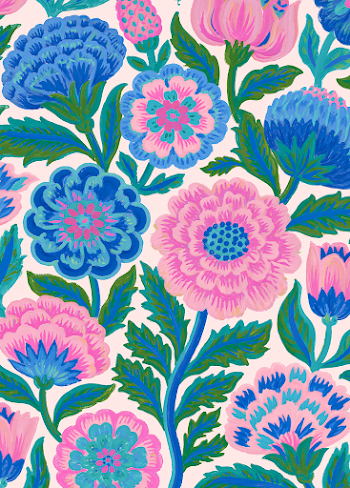 Modern Floral Block Print Pattern