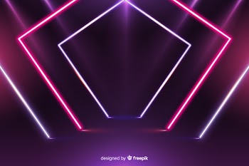 Modern geometrical neon lights background Free Vector