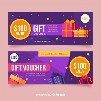 Modern gift voucher template with flat design