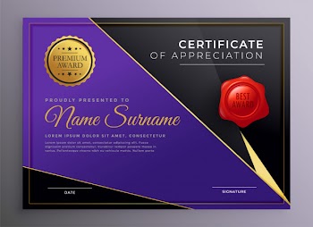Modern golden certificate of appreciation template Free Vector