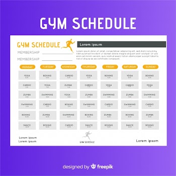 Modern gym schedule template with flat design