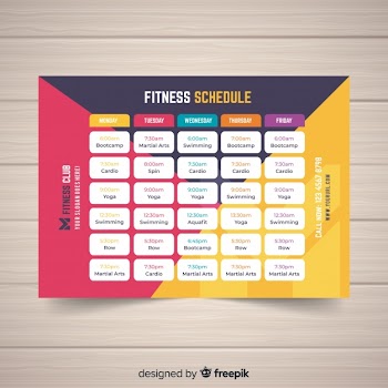 Modern gym schedule template with flat design