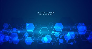 Modern hexagonal technology blue background Free Vector