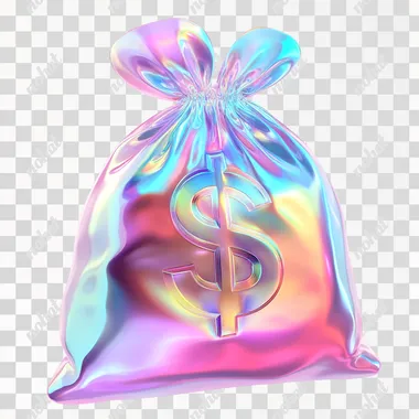 Modern Holographic 3D Money Bag Icon Illustration Modern Holographic 3D Money Bag Icon Illustration