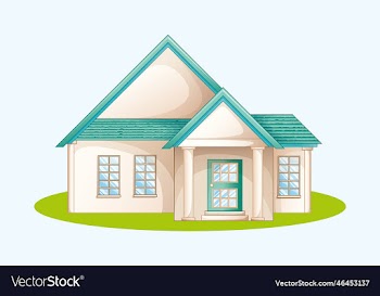 modern house template - one door and 3 windows